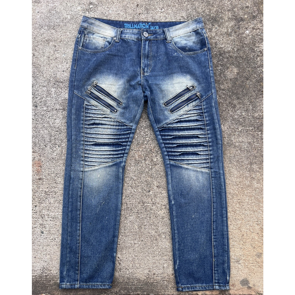 Trillnation Jeans Men's 34x30 Blue Denim Straight Fit Casual Pants